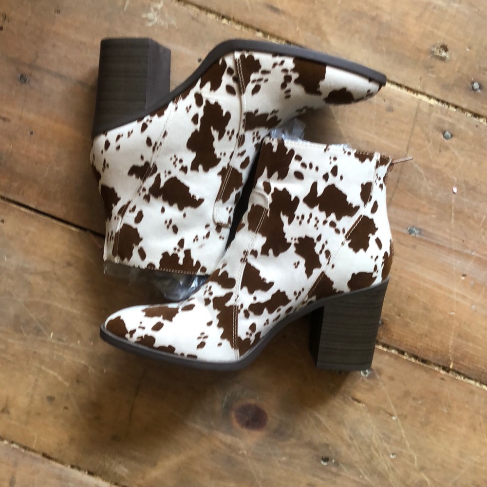 Cowhide ankle boots